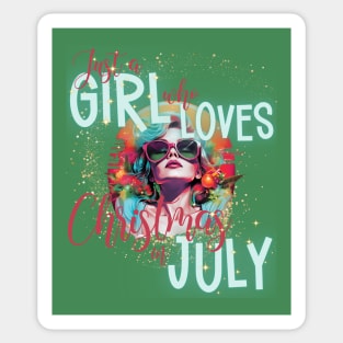 Just a Girl Who Loves Christmas in July Retro Summer Print Sticker